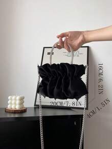 時尚女包流行簡約小肩袋,帶有皺摺設計,鏈帶,手提包,斜挎包