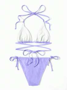 Swim Mod Bikini mit einfarbig Triangel seitlichem Band,