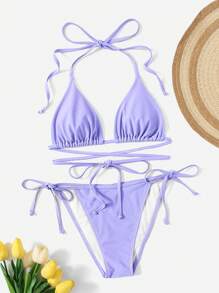Swim Mod Bikini mit einfarbig Triangel seitlichem Band,