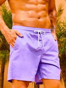 Manfinity Swimmode 男士腰部抽繩泳褲 - 紫羅蘭色 - 查看 3