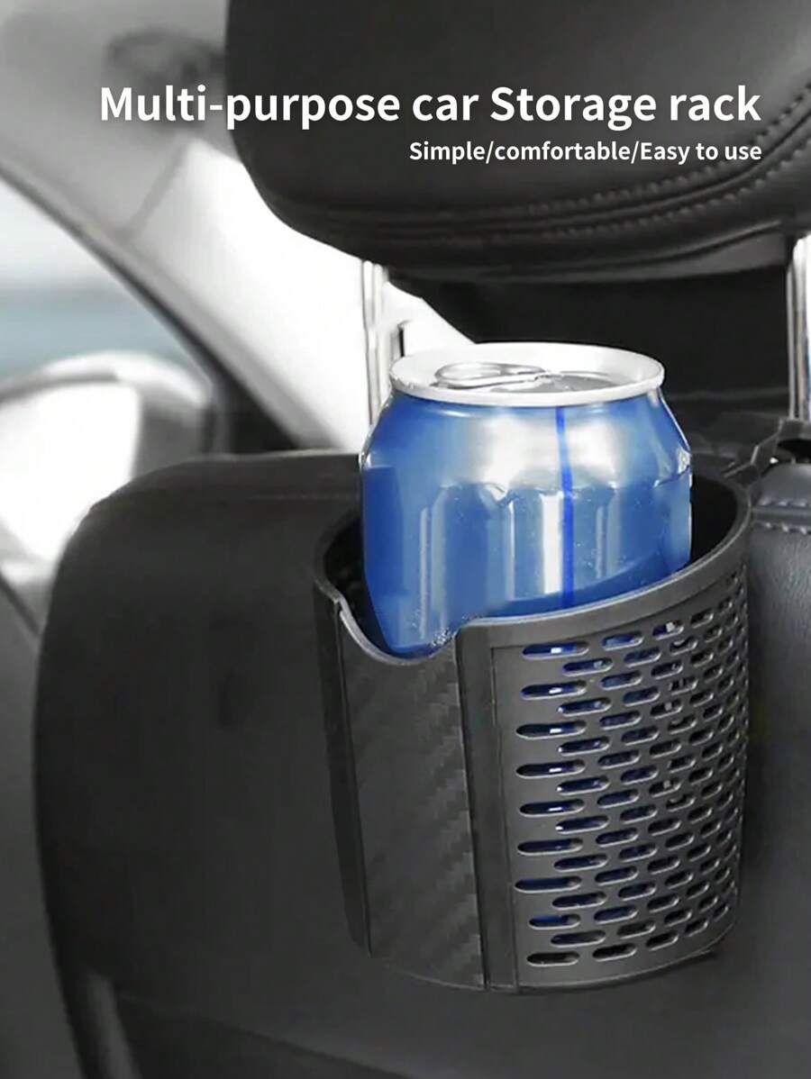 1pc Car Seat Back Multifunctional Water Cup Holder - Black - View 1