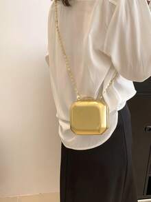 Mini Box Bag Gold Funky Chain Strap - Gold - View 2
