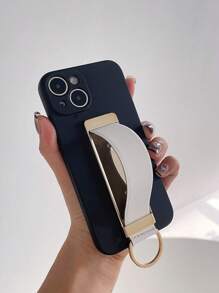 Tpu 啞黑手機殼,內置手帶和指環支架,適用於三星,華為,小米,蘋果手機 - 黑色 - 查看 1