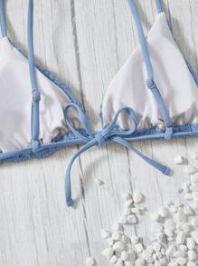 SHEIN Swim Summer Beach Solid Triangle Bikini Top - Baby Blue - View 4