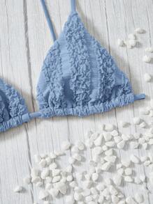 SHEIN Swim Summer Beach Solid Triangle Bikini Top - Baby Blue - View 6