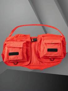 Manfinity EMRG Hombres Cazadora chaleco con bolsillo con solapa con diseño de hebilla - Rojo - Ver 3