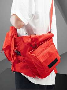 Manfinity EMRG Hombres Cazadora chaleco con bolsillo con solapa con diseño de hebilla - Rojo - Ver 6