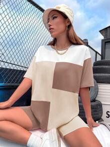 SHEIN MOOSTA à blocs de couleurs T-shirt & Short cycliste
