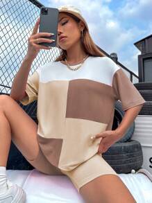 SHEIN MOOSTA à blocs de couleurs T-shirt & Short cycliste
