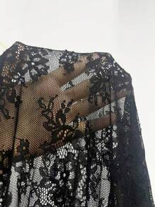 Chiquease Cut Out Front Bustier Crop Lace Top - Black - View 7