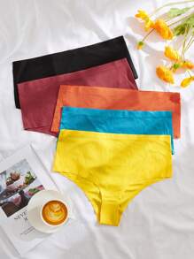 大碼5件素色簡約風內褲 - 彩色 - 查看 1