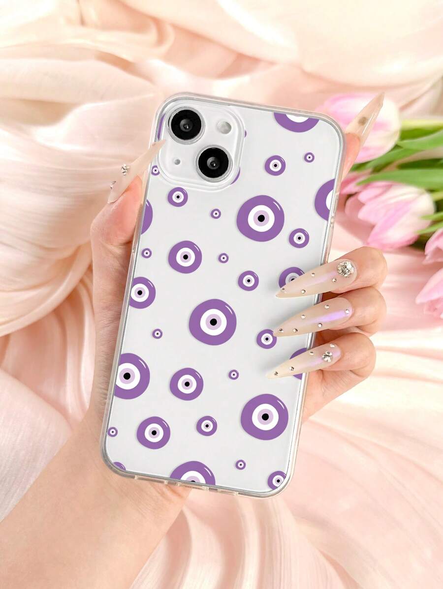 1入組彩色圖案眼睛設計手機殼,兼容iPhone/三星手機 - 彩色 - 查看 1