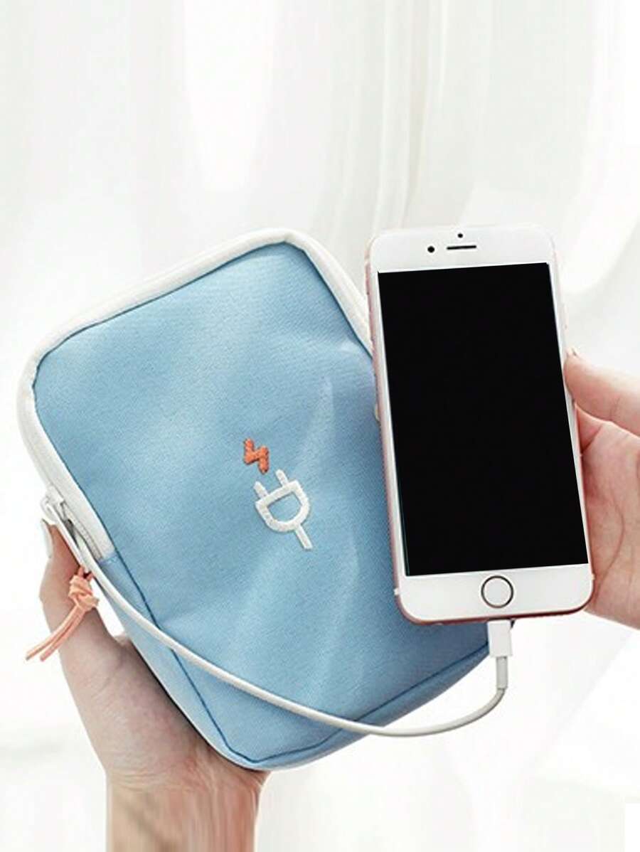 旅行便攜式充電器耳機線數碼包收納袋旅行小工具收納袋大學宿舍必需品，東西包 - 彩色 - 查看 1