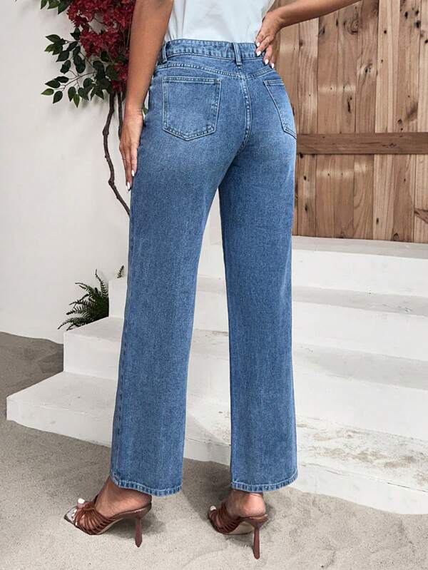 SHEIN LUNE Cat Whisker Straight Leg Jeans SHEIN USA