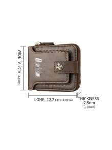 Brown Small Wallet Metal Decor Stitch Detail For Daily - Chocolate Brown - View 4