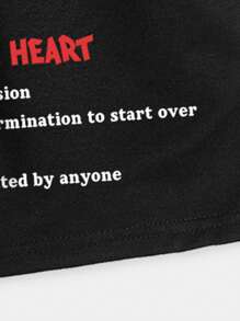 ROMWE MEN Guys Slogan Graphic Drawstring Waist Shorts - Black - View 6