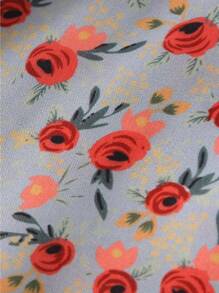 小女童滿版印花彼得潘領泡泡袖連衣裙