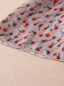 小女童滿版印花彼得潘領泡泡袖連衣裙