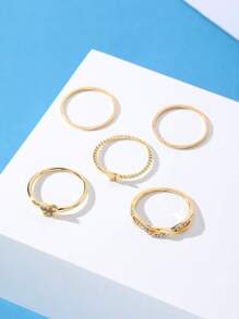 5 pezzi/set Anello con strass con decorato farfalla - Oro giallo - Visualizzare 3