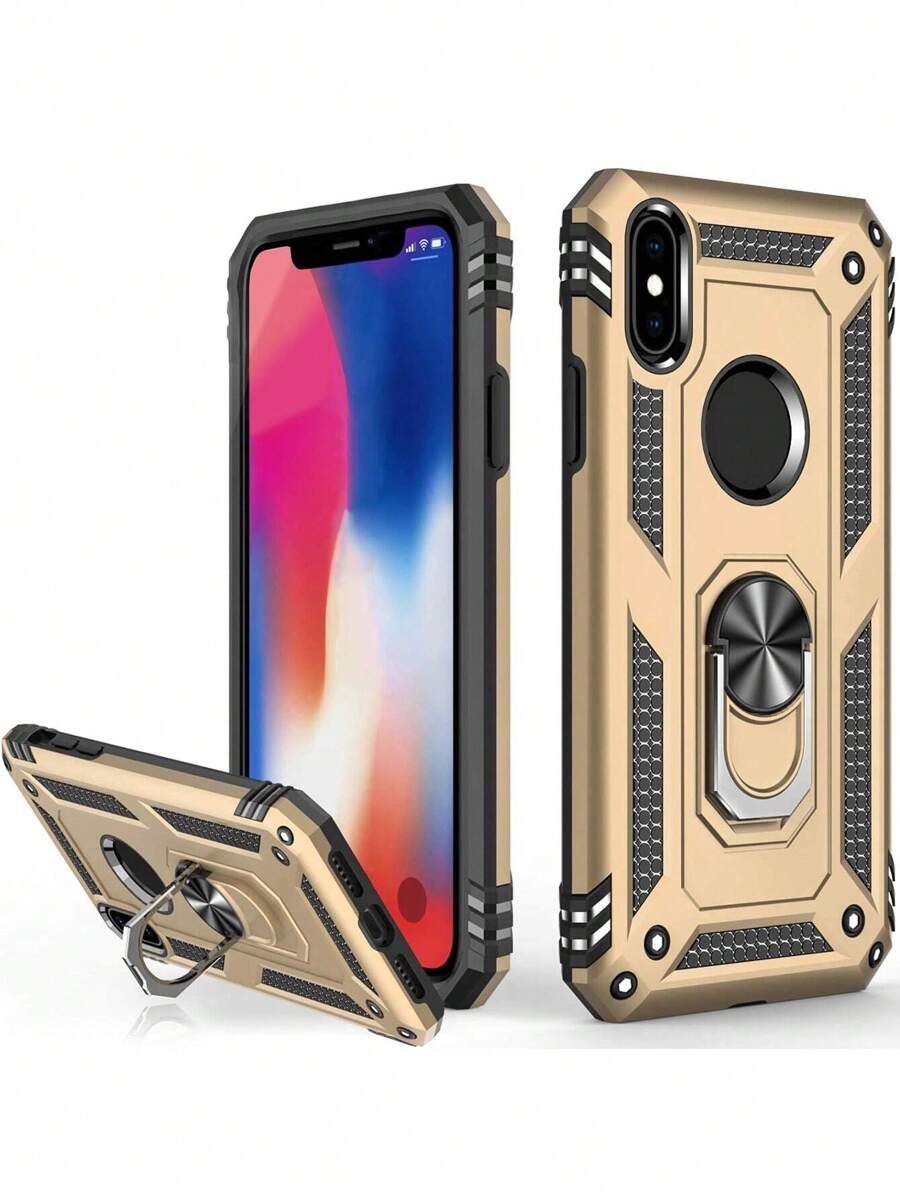 防摔手機殼帶圓環支架 - 金色 - 查看 1