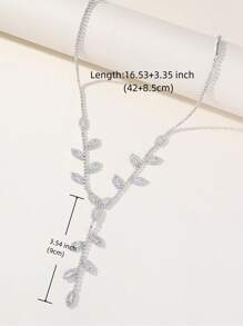 1 chiếc Vòng cổ nữ thần phong cách đơn giản và thời trang hình chiếc lá Y Lariat với những viên kim cương lấp lánh, hoàn hảo cho trang sức đồng để hẹn hò cá nhân - Bạc - Xem 2