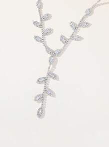 1 chiếc Vòng cổ nữ thần phong cách đơn giản và thời trang hình chiếc lá Y Lariat với những viên kim cương lấp lánh, hoàn hảo cho trang sức đồng để hẹn hò cá nhân - Bạc - Xem 3