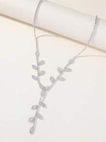 1 chiếc Vòng cổ nữ thần phong cách đơn giản và thời trang hình chiếc lá Y Lariat với những viên kim cương lấp lánh, hoàn hảo cho trang sức đồng để hẹn hò cá nhân - Bạc - Xem 6