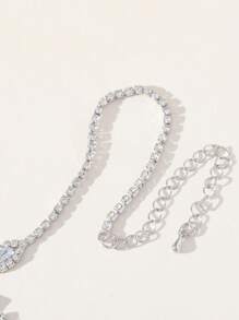 1 chiếc Vòng cổ nữ thần phong cách đơn giản và thời trang hình chiếc lá Y Lariat với những viên kim cương lấp lánh, hoàn hảo cho trang sức đồng để hẹn hò cá nhân - Bạc - Xem 7