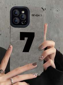 Number Pattern Anti-fall Phone Case - Grey - View 1