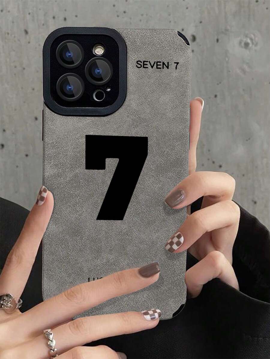 Number Pattern Anti-fall Phone Case - Grey - View 1