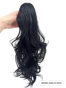 Short Body Wave Ponytail Synthetic Hair Extension - Black - View 2