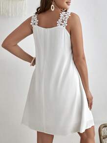 SHEIN VCAY Plus Guipure Lace Appliques Tank Dress - White - View 2