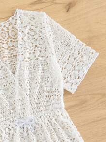 Toddler Girls Hollow Out Drawstring Waist Cover Up