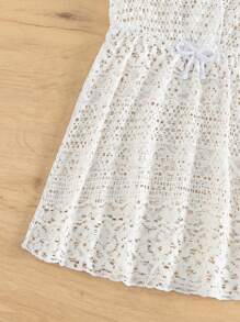 Toddler Girls Hollow Out Drawstring Waist Cover Up