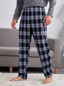 Men Plaid Pyjama Trousers - Multicolor - View 3