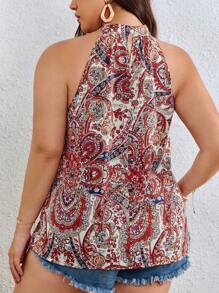 SHEIN VCAY Blusa con estampado de paisley de cuello halter - Multicolor - Ver 2