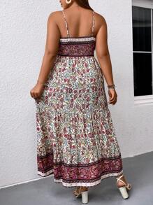 SHEIN Holidaya Plus Floral Print Cami Dress - White - View 2