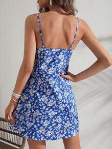 Soleia Đầm Lộ Lưng Hoa Tất cả trên in Boho - Xanh và trắng - Xem 2