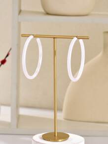 Bông tai vòng bít tối giản - trắng - Xem 1