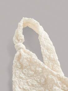 SHEIN ICON 前繫帶短款背心 - 米色 - 查看 4