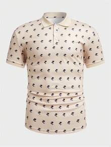 Manfinity Homme Men Allover Print Polo Shirt - Apricot - View 5