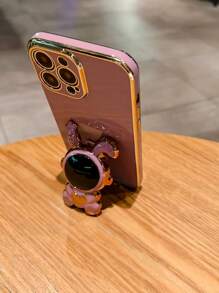 时尚电镀卡通宇航员兔多功能支架防震手机壳，兼容 16、17、17 Pro、17 Plus、17 Pro Max系列 - 淺灰紫 - 查看 6