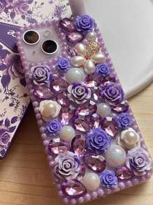 Vỏ điện thoại trang trí hoa - Màu tím - Xem 3