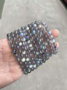 自然灰色月長石水晶珠手環適合男士和女士 - 彩色 - 查看 6