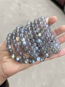 自然灰色月長石水晶珠手環適合男士和女士 - 彩色 - 查看 7