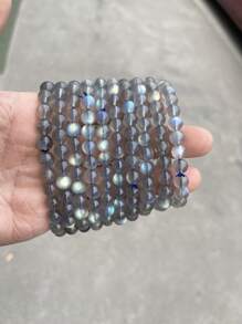 自然灰色月長石水晶珠手環適合男士和女士 - 彩色 - 查看 8