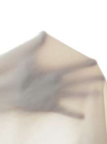 SHEIN LUNE 半排扣蝙蝠袖抽繩連帽T恤 - 米色 - 查看 7