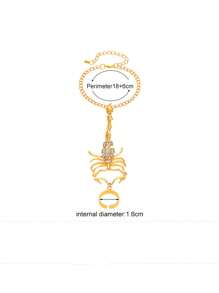 1pc Vintage & Scorpion Shaped Ring & Bracelet Set With Micro Inlay For Women - Yellow Gold - View 3