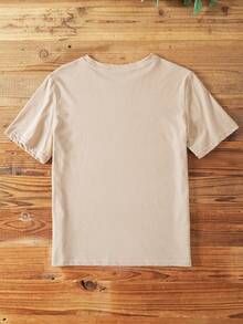 SHEIN LUNE Sun & Letter Graphic Tee - Apricot - View 2