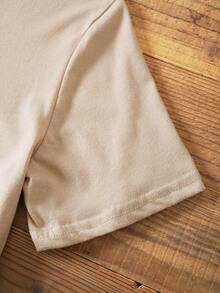 SHEIN LUNE Sun & Letter Graphic Tee - Apricot - View 4